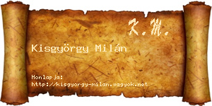 Kisgyörgy Milán névjegykártya