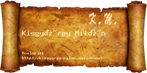 Kisgyörgy Milán névjegykártya